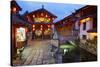 Twilight in the Old Town, Lijiang, UNESCO World Heritage Site, Yunnan Province, China, Asia-Simon Montgomery-Stretched Canvas