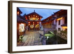 Twilight in the Old Town, Lijiang, UNESCO World Heritage Site, Yunnan Province, China, Asia-Simon Montgomery-Framed Photographic Print