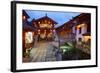 Twilight in the Old Town, Lijiang, UNESCO World Heritage Site, Yunnan Province, China, Asia-Simon Montgomery-Framed Photographic Print