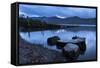 Twilight on the Shores of Derwent Water Near Ashness Jetty, Lake District, Cumbria-Adam Burton-Framed Stretched Canvas