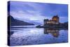 Twilight over Eilean Donan Castle on Loch Duich, Dornie, Scotland. Winter (November)-Adam Burton-Stretched Canvas