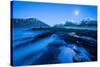 Twilight over Flakstad beach, Lofoten, Norway-Peter Cairns-Stretched Canvas