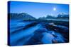Twilight over Flakstad beach, Lofoten, Norway-Peter Cairns-Stretched Canvas