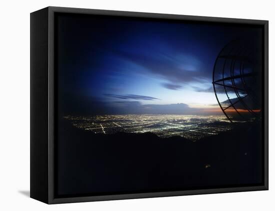 Twilight Shot of Los Angeles Seen from Top of Mount Wilson Ktla Tv Helicopter Dish, CA, 1959-Ralph Crane-Framed Stretched Canvas