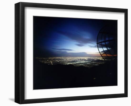 Twilight Shot of Los Angeles Seen from Top of Mount Wilson Ktla Tv Helicopter Dish, CA, 1959-Ralph Crane-Framed Photographic Print