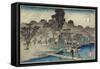 Twilight Shower at Tadasu Bank, C. 1834-Utagawa Hiroshige-Framed Stretched Canvas