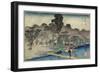 Twilight Shower at Tadasu Bank, C. 1834-Utagawa Hiroshige-Framed Giclee Print