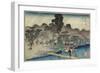 Twilight Shower at Tadasu Bank, C. 1834-Utagawa Hiroshige-Framed Giclee Print