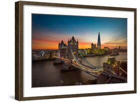 Twilight, Tower Bridge and the Shard at Sunset-Katherine Young-Framed Photographic Print