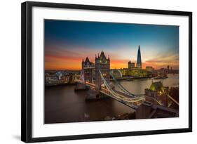 Twilight, Tower Bridge and the Shard at Sunset-Katherine Young-Framed Photographic Print