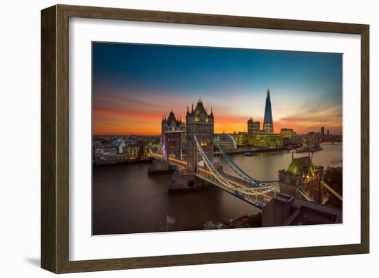 Twilight, Tower Bridge and the Shard at Sunset-Katherine Young-Framed Photographic Print