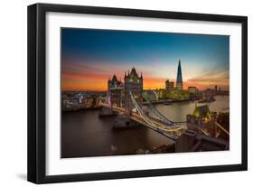 Twilight, Tower Bridge and the Shard at Sunset-Katherine Young-Framed Photographic Print