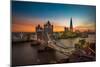 Twilight, Tower Bridge and the Shard at Sunset-Katherine Young-Mounted Photographic Print