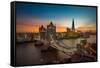 Twilight, Tower Bridge and the Shard at Sunset-Katherine Young-Framed Stretched Canvas