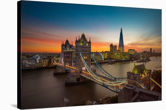 Twilight, Tower Bridge and the Shard at Sunset-Katherine Young-Stretched Canvas