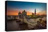 Twilight, Tower Bridge and the Shard at Sunset-Katherine Young-Stretched Canvas