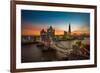 Twilight, Tower Bridge and the Shard at Sunset-Katherine Young-Framed Photographic Print