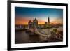 Twilight, Tower Bridge and the Shard at Sunset-Katherine Young-Framed Photographic Print