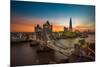 Twilight, Tower Bridge and the Shard at Sunset-Katherine Young-Mounted Photographic Print