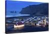 Twilight View across the Small Town of Vik, South Iceland, Iceland, Polar Regions-Chris Hepburn-Stretched Canvas