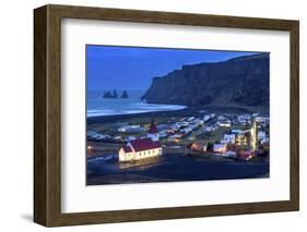 Twilight View across the Small Town of Vik, South Iceland, Iceland, Polar Regions-Chris Hepburn-Framed Photographic Print