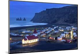 Twilight View across the Small Town of Vik, South Iceland, Iceland, Polar Regions-Chris Hepburn-Mounted Photographic Print