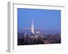 Twilight view from the Parque Metropolitano towards the high rise buildings and Costanera Center To-Karol Kozlowski-Framed Photographic Print