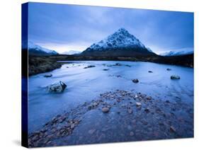 Twilight View of Buachaille Etive Mor and the River Etive, Rannoch Moor, Highland, Scotland, Uk-Lee Frost-Stretched Canvas