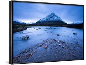 Twilight View of Buachaille Etive Mor and the River Etive, Rannoch Moor, Highland, Scotland, Uk-Lee Frost-Framed Photographic Print