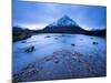 Twilight View of Buachaille Etive Mor and the River Etive, Rannoch Moor, Highland, Scotland, Uk-Lee Frost-Mounted Photographic Print
