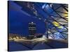 Twilight View of Pedestrian Bridge to BMW Headquarters Office Building and Museum, BMW-Cahir Davitt-Stretched Canvas