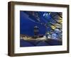 Twilight View of Pedestrian Bridge to BMW Headquarters Office Building and Museum, BMW-Cahir Davitt-Framed Photographic Print