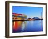 Twilight view of the BBC Scotland and the Glasgow Science Centre, Glasgow, Scotland, United Kingdom-Karol Kozlowski-Framed Photographic Print