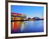 Twilight view of the BBC Scotland and the Glasgow Science Centre, Glasgow, Scotland, United Kingdom-Karol Kozlowski-Framed Photographic Print