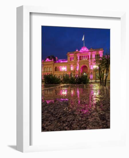 Twilight view of the Casa Rosada on Plaza de Mayo, Monserrat, City of Buenos Aires, Buenos Aires Pr-Karol Kozlowski-Framed Photographic Print