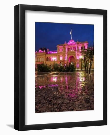 Twilight view of the Casa Rosada on Plaza de Mayo, Monserrat, City of Buenos Aires, Buenos Aires Pr-Karol Kozlowski-Framed Premium Photographic Print