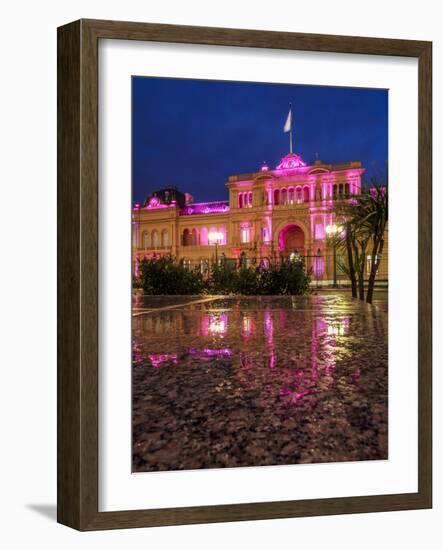 Twilight view of the Casa Rosada on Plaza de Mayo, Monserrat, City of Buenos Aires, Buenos Aires Pr-Karol Kozlowski-Framed Photographic Print