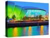 Twilight view of The Clyde Auditorium and the Hydro, Glasgow, Scotland, United Kingdom, Europe-Karol Kozlowski-Stretched Canvas