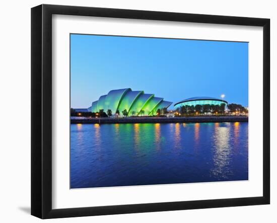 Twilight view of The Clyde Auditorium and the Hydro, Glasgow, Scotland, United Kingdom, Europe-Karol Kozlowski-Framed Photographic Print