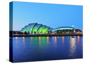 Twilight view of The Clyde Auditorium and the Hydro, Glasgow, Scotland, United Kingdom, Europe-Karol Kozlowski-Stretched Canvas