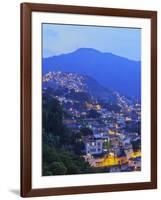 Twilight view of the favelas Unidos de Santa Teresa Morro do Escondidinho and Morro dos Prazeres, R-Karol Kozlowski-Framed Photographic Print