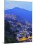 Twilight view of the favelas Unidos de Santa Teresa Morro do Escondidinho and Morro dos Prazeres, R-Karol Kozlowski-Mounted Photographic Print