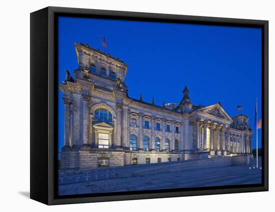Twilight View of the Front Facade of the Reichstag Building in Tiergarten, Berlin, Germany-Cahir Davitt-Framed Stretched Canvas