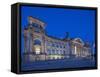 Twilight View of the Front Facade of the Reichstag Building in Tiergarten, Berlin, Germany-Cahir Davitt-Framed Stretched Canvas