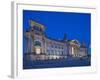 Twilight View of the Front Facade of the Reichstag Building in Tiergarten, Berlin, Germany-Cahir Davitt-Framed Photographic Print