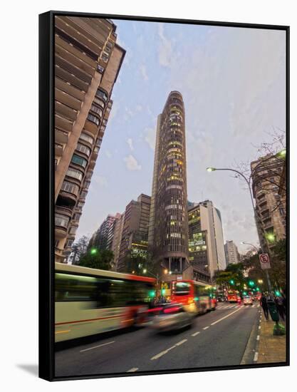 Twilight view of the Ipiranga Avenue and the Edificio Italia, City of Sao Paulo, State of Sao Paulo-Karol Kozlowski-Framed Stretched Canvas