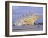 Twilight view of the Museum of Tomorrow (Museu do Amanha) by Santiago Calatrava, Praca Maua, Rio de-Karol Kozlowski-Framed Photographic Print