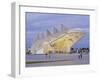 Twilight view of the Museum of Tomorrow (Museu do Amanha) by Santiago Calatrava, Praca Maua, Rio de-Karol Kozlowski-Framed Photographic Print