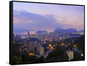 Twilight view over Laranjeiras towards Sugarloaf Mountain, Pereira da Silva, Rio de Janeiro, Brazil-Karol Kozlowski-Framed Stretched Canvas