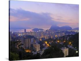 Twilight view over Laranjeiras towards Sugarloaf Mountain, Pereira da Silva, Rio de Janeiro, Brazil-Karol Kozlowski-Stretched Canvas